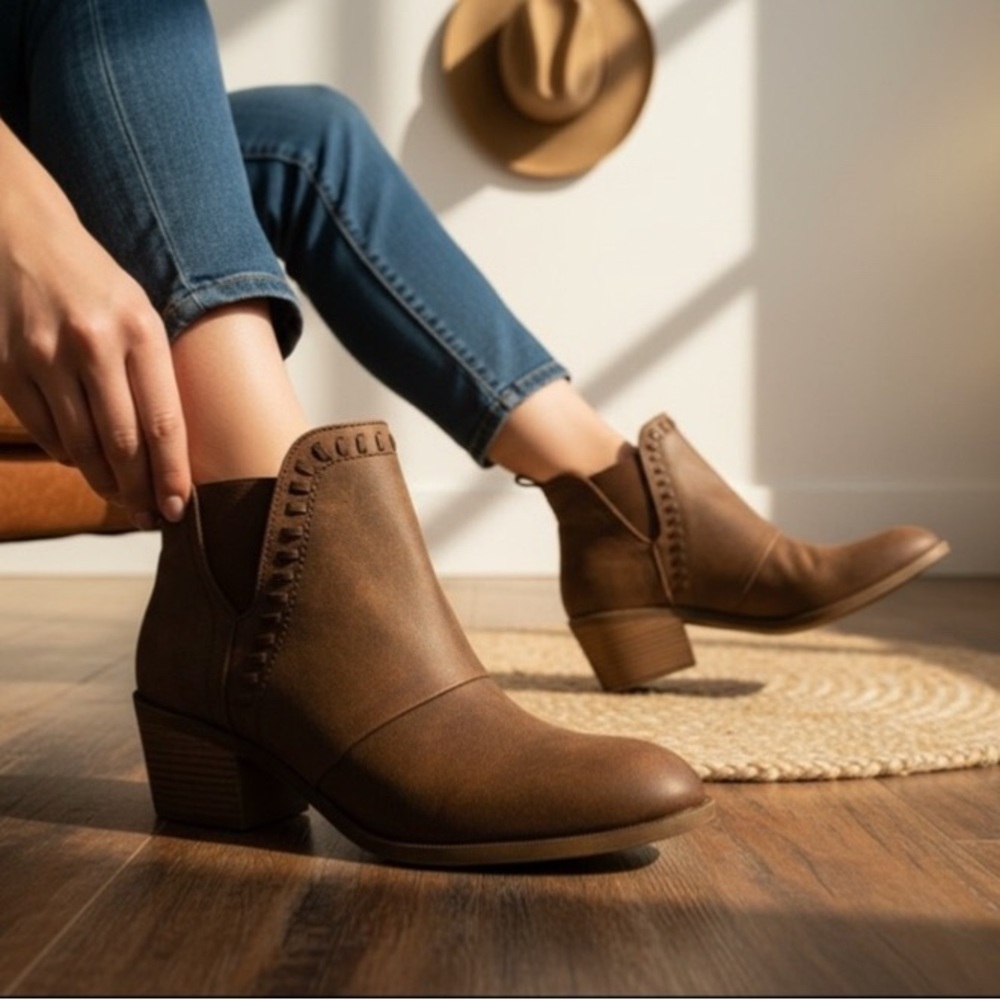 Rock & Candy Lipton Brown Microsuede Chelsea Ankle Boot with a Bloch Heel